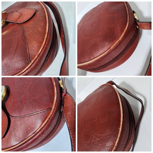 Authentic CHRISTIAN DIOR Vintage Trotter Pattern Crossbody Bag Wine - Picture 12 of 16